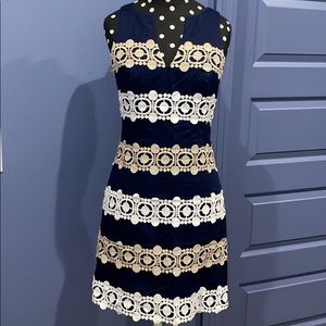 Lilly Pulitzer Navy, Gold and White Dress Size 00